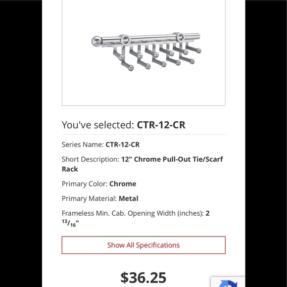 Chrome Pull-Out Tie/Scarf Rack - Picture 2 of 3